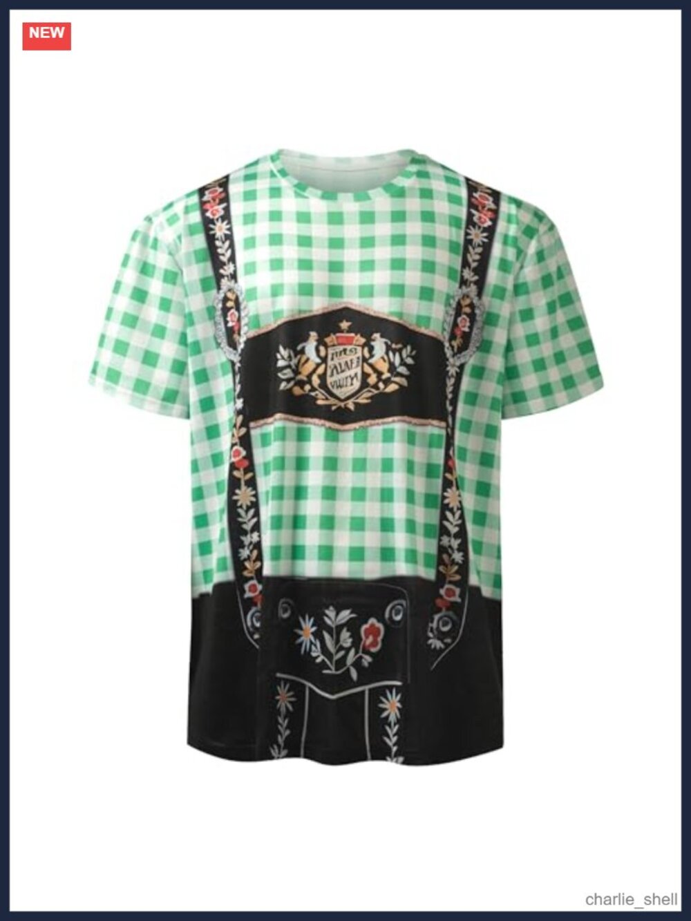 Unisex Novelty Plaid T-Shirt Bavarian Oktoberfest Costume Beer Festival Short